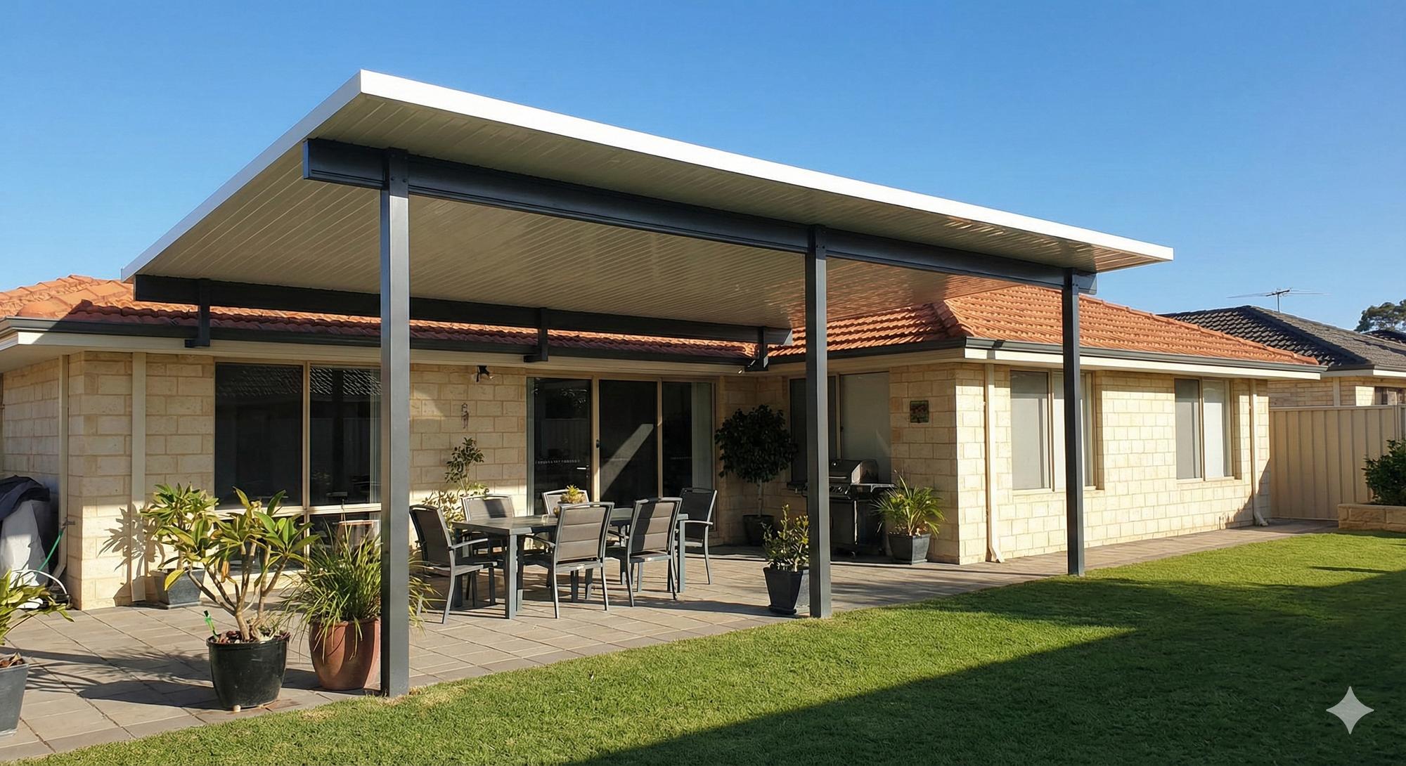 Flat skillion patio with clean modern lines in Perth